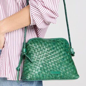 Loeffler Randall Mallory Woven Crossbody Bag in Forest Green